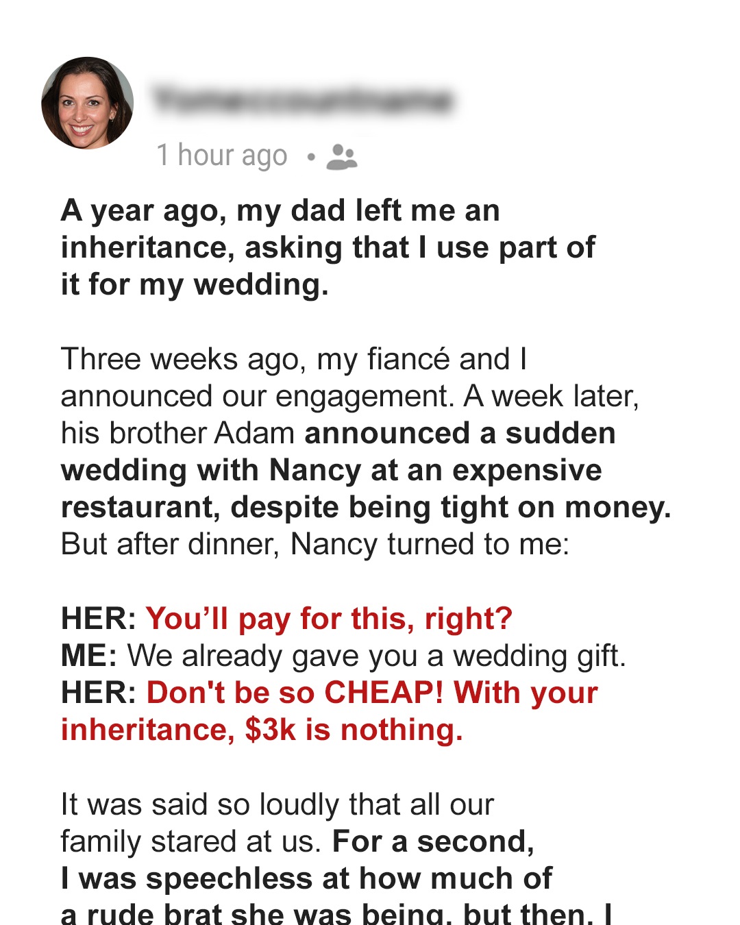 My SIL Demanded I Pay for Their $3k+ Wedding Dinner – I Gracefully Brought Her Down to Earth